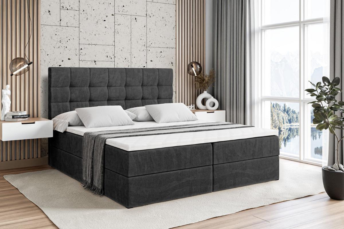 BOXBETT mit H3-Matratze und Lattenrost - BERO - 180x200 Schwarz - Schwarz, Holzwerkstoff (180/200cm) - ALTDECOR