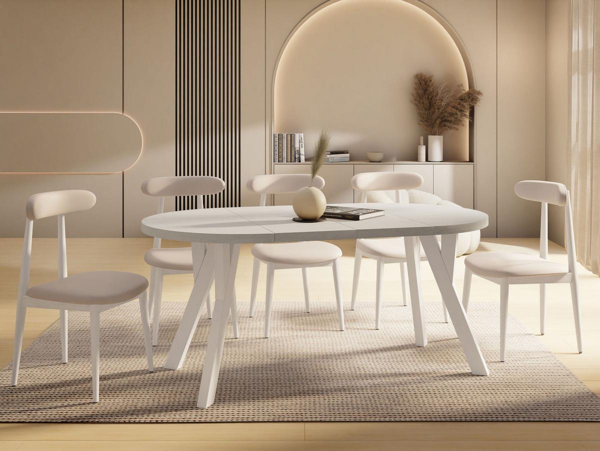 ESSTISCH Avero White runder ausziehbarer, Kiefer weiß 100-200/100/77 cm - Weiß, Holz/Holzwerkstoff (100/200/77cm) - WFL GROUP
