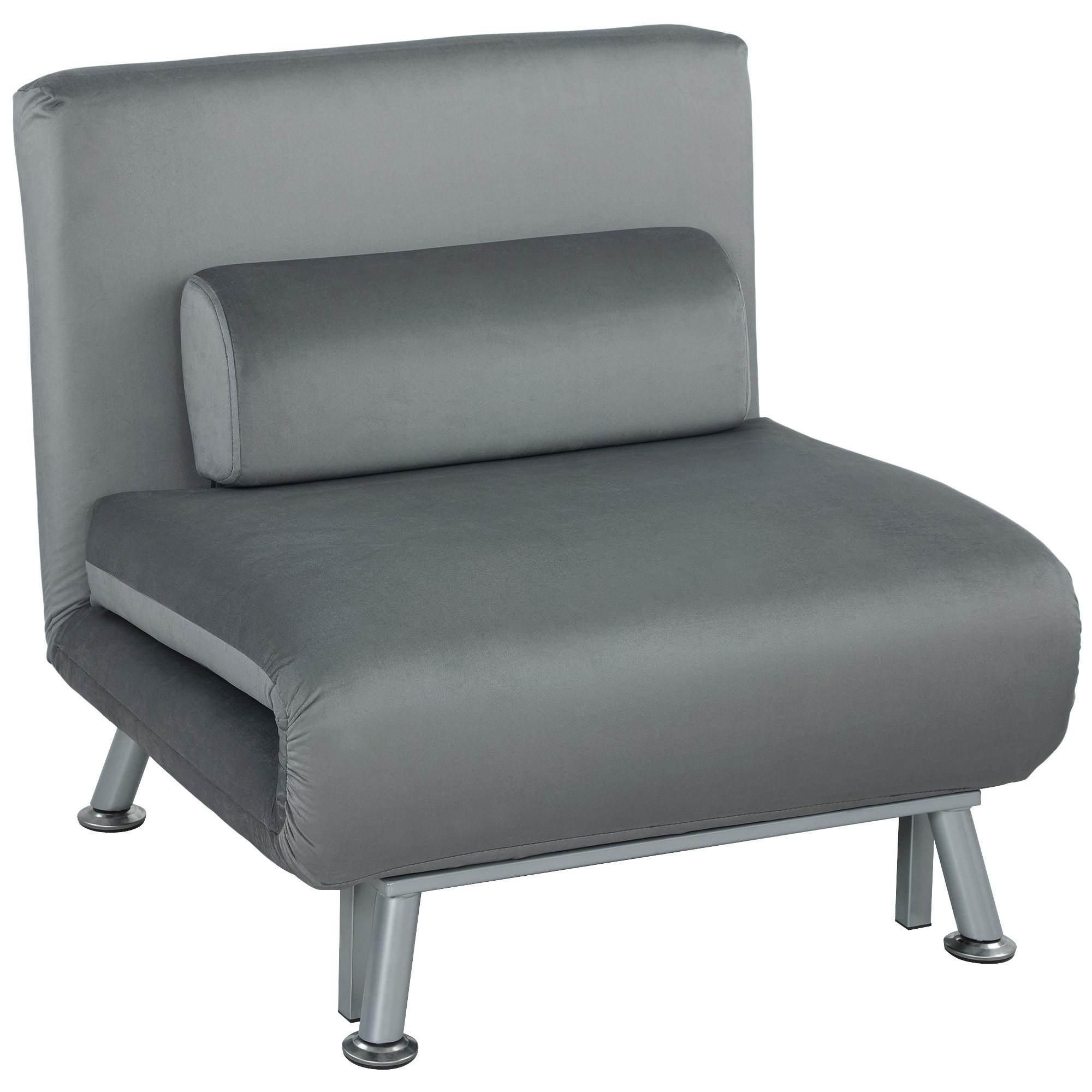 KLAPPBAR Schlafsessel Schlafsofa Klappmatratze Bett Gästebett Grau - Silberfarben/Grau, Textil/Metall (70/75/75cm) - HOMCOM