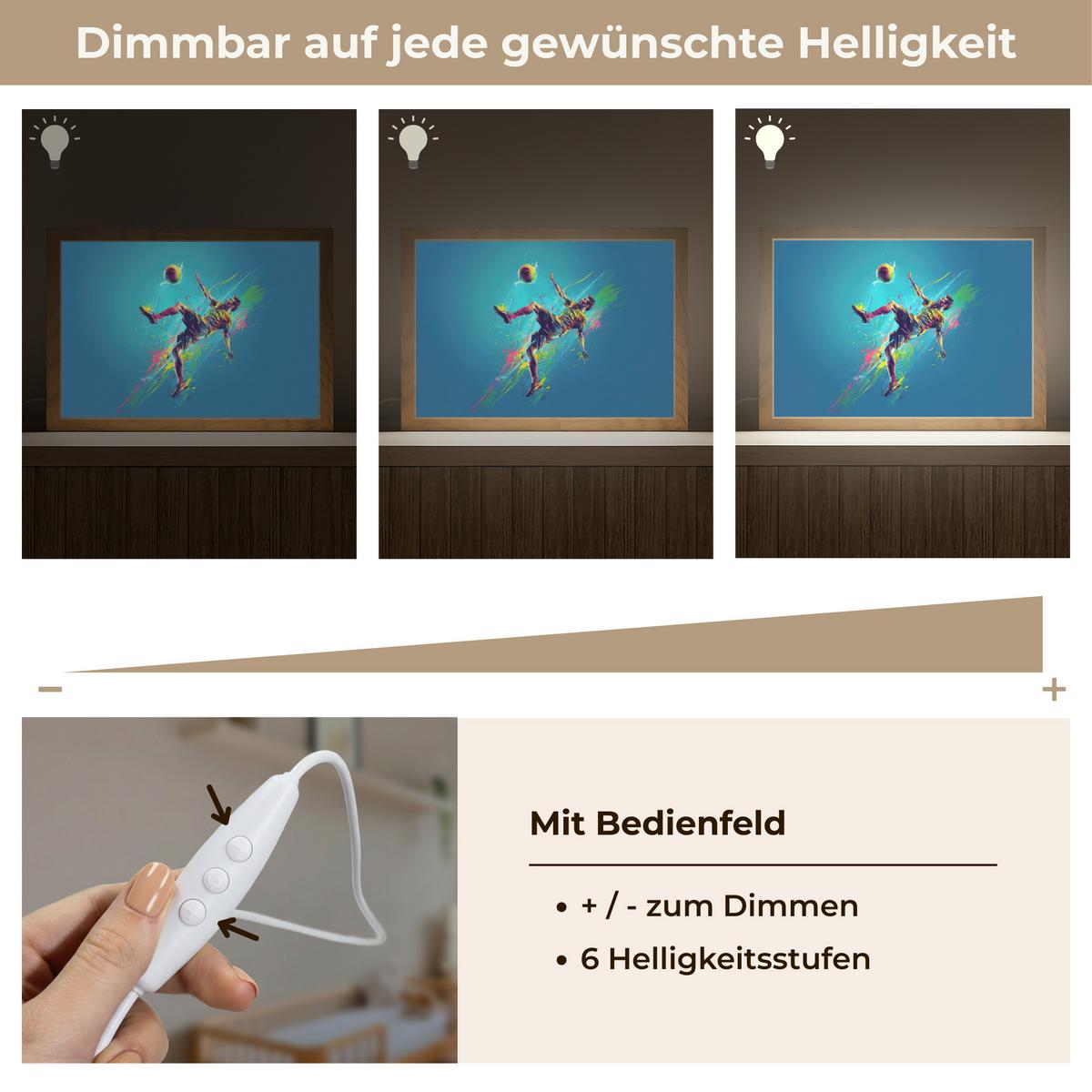 NACHTTISCHLAMPE Fußballer - Farbspritzer - Farbenfroh - Ball 30x20 cm - Blau, Holzwerkstoff (8/30/20cm) - OnlyWow
