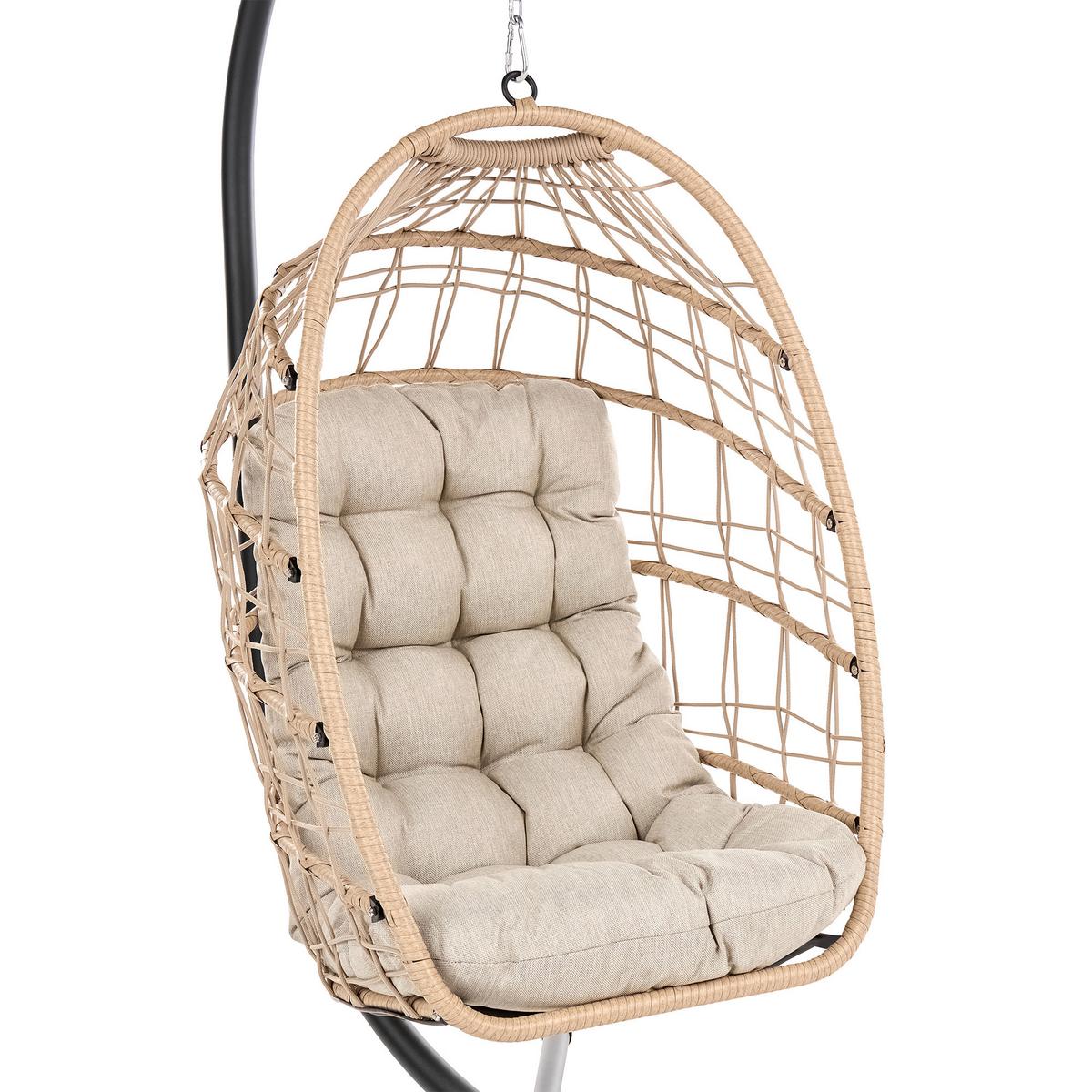 HÄNGESESSEL mit Gestell Metall Naturfarben Mornese - Beige/Schwarz, Textil (102/195/104cm) - Beliani