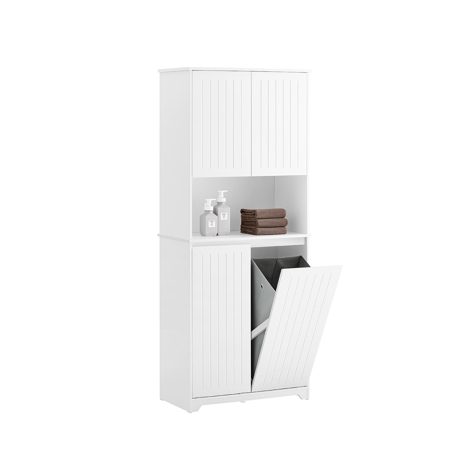 HOCHSCHRANK mit Wäschekörben, MDF (E1), 70x170x37cm, Weiß - Weiß, Holzwerkstoff (70/170/37cm) - SoBuy