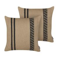 DEKOKISSEN 2er-Set Beige 45/45 cm Desalix - Beige/Schwarz, Naturmaterialien (45/45cm) - Beliani
