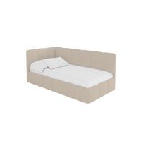 EINZELBETT Jugendbett mit Bettkasten Rechts, mit Matratze - LIVY 90x200 Dunkelbeige - Mokka, Holzwerkstoff/Textil (90/200cm) - ALTDECOR