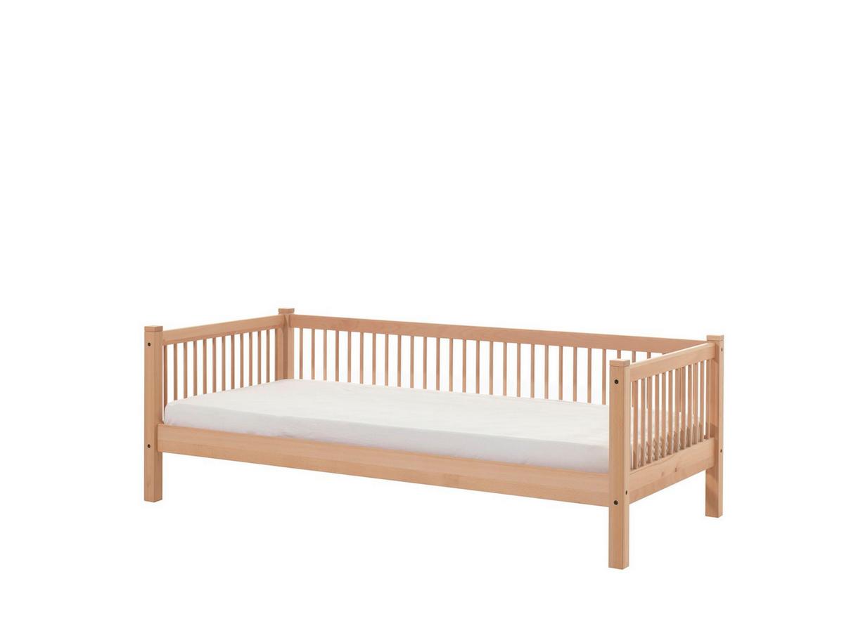 TAGESBETT Kelci 90x200 mit Rausfallschutz Umrandung Buche massiv natur - Buchefarben, Holz (90/200cm) - 58aufmkessel