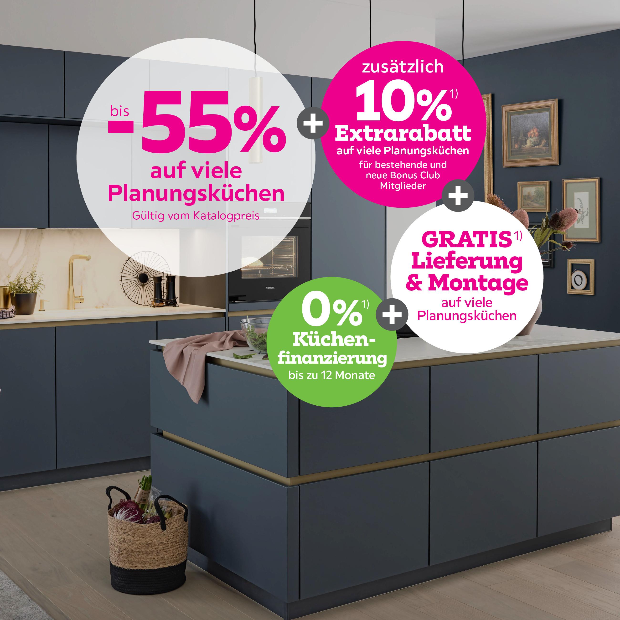 bis -55% auf viele Planungsküchen + 10% Extrarabatt