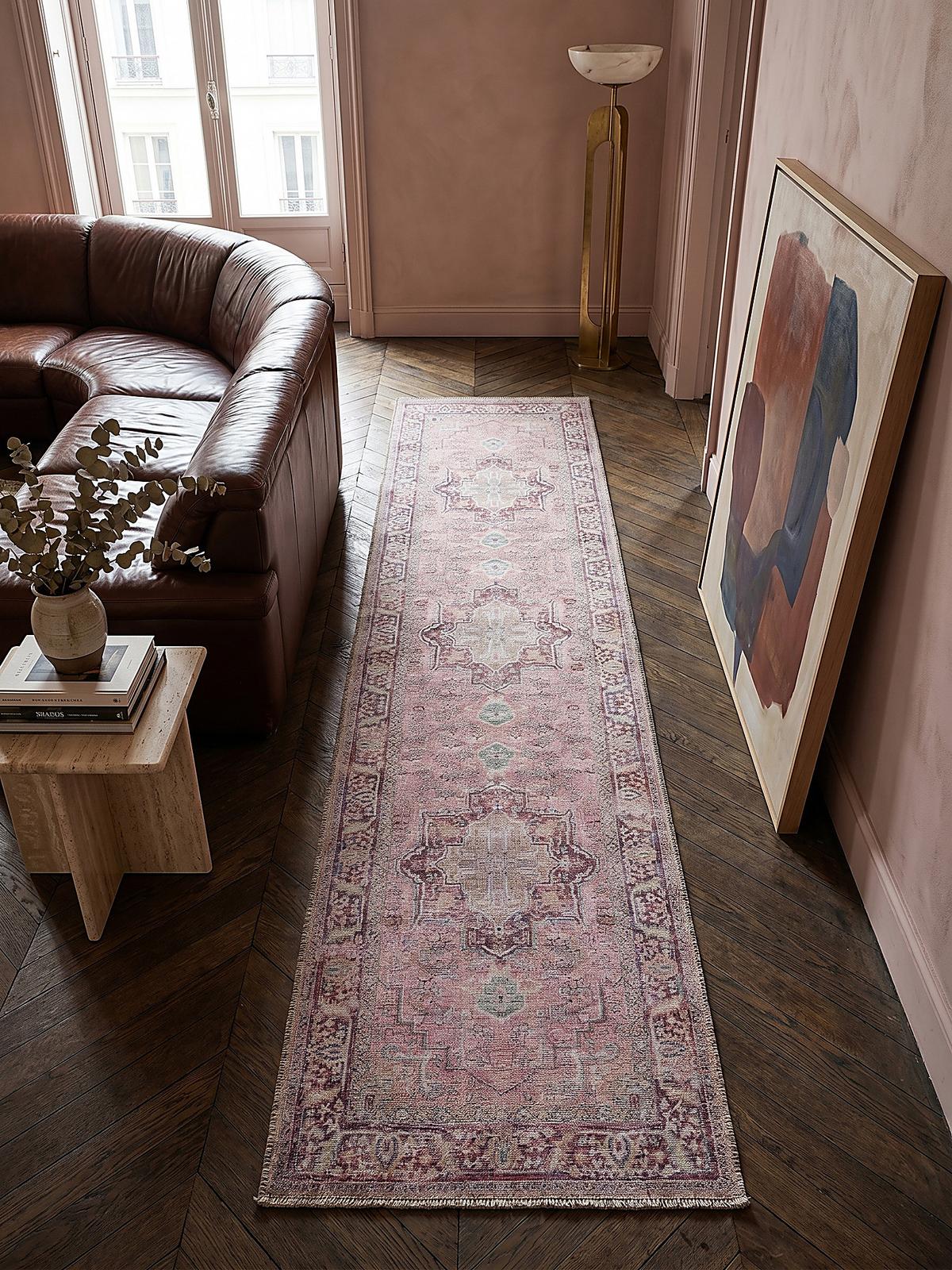 TEPPICH Waschbar HALD, klassisch im Vintage-Stil, Rosa, 60 x 230 cm - Rosa, Textil (60/230cm) - KADIMA DESIGN