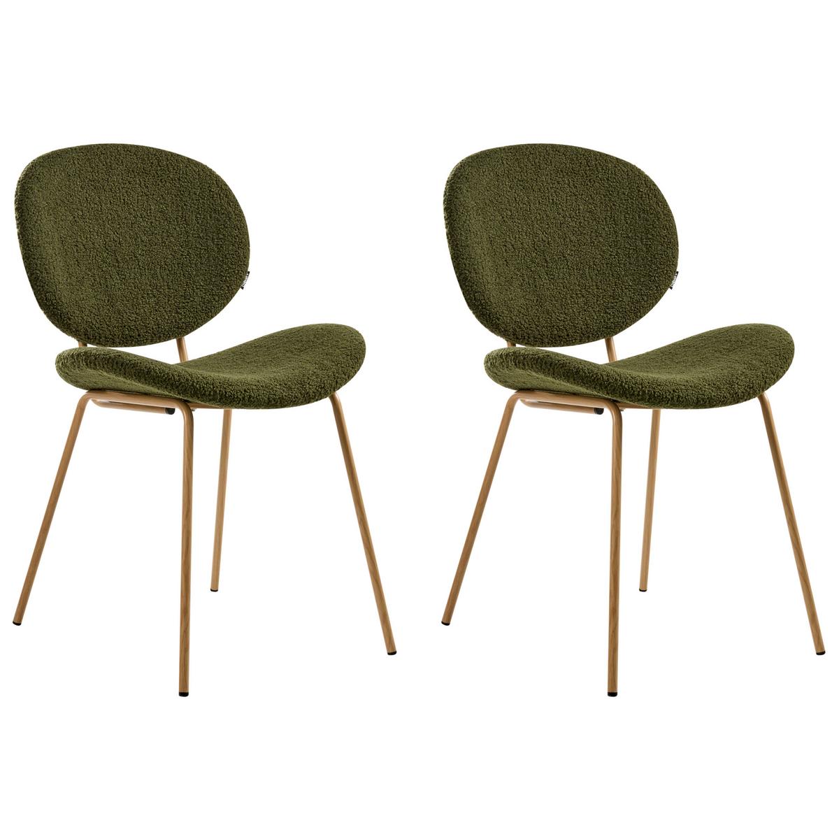 ESSZIMMERSTUHL 2er-Set Hellbraun/Dunkelgrün Luana - Hellbraun/Dunkelgrün, Textil (50/80/52cm) - Beliani