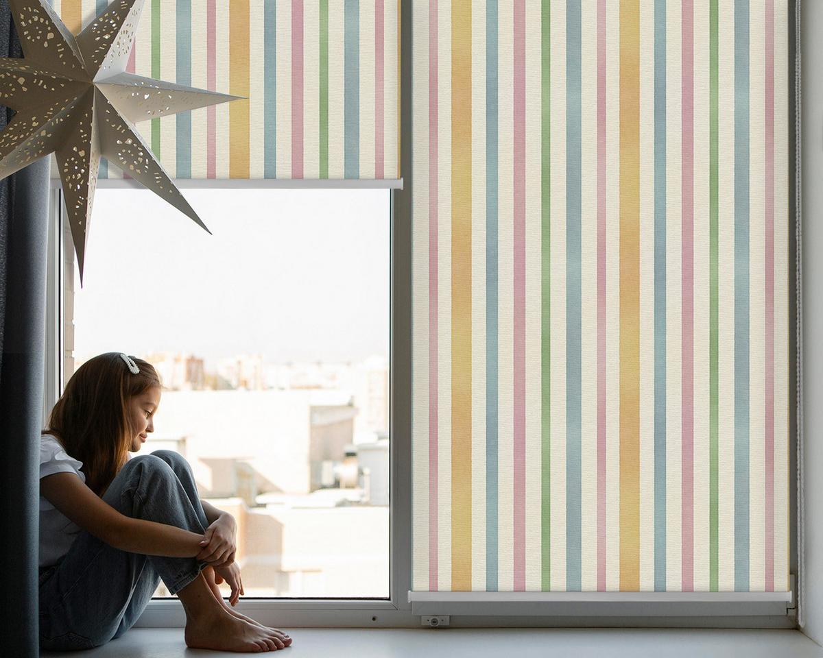INNENROLLO - Fensterrollo - Rollo - 80x140 cm - Bunte vertikale Streifen - Gelb, Kunststoff (80/140/0.5cm) - TULUP