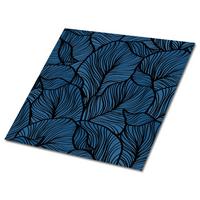 SELBSTKLEBENDE Wandfliesen 9 Stück 30x30 cm - Retro-Blätter - Blau, Textil (30/1.6/30cm) - TULUP