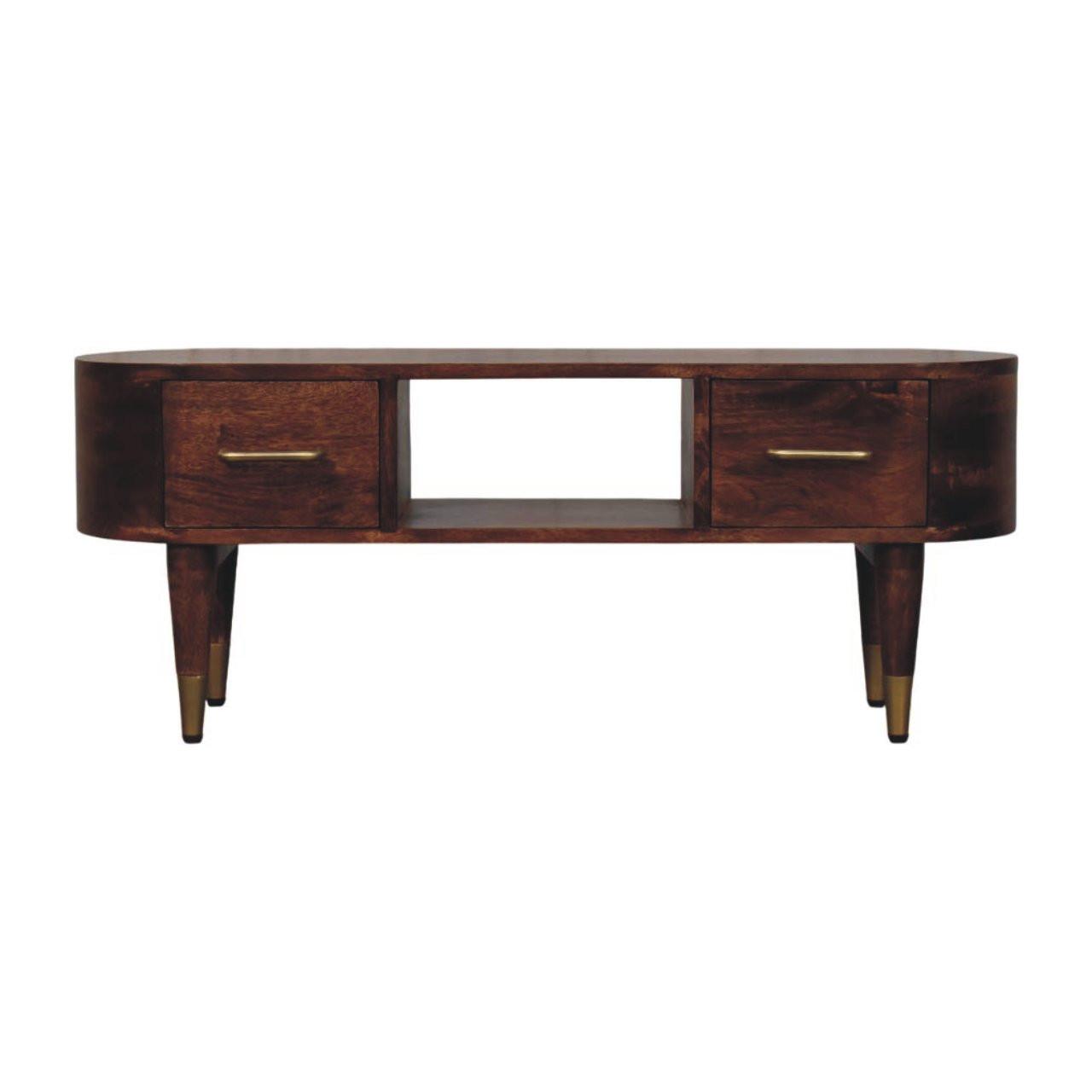 MEDIENKONSOLE mit Wine-Wood-Oak-Finish, 2 Schubladen, 1 offene Ablage, dunkelbraun - Dunkelbraun, Holz (100/40/30cm) - Artisan Furniture