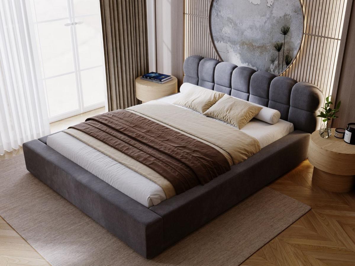 POLSTERBETT Plaza 180x200 Dunkelgrau - Dunkelgrau/Naturfarben, Holz/Kunststoff (180/200cm) - Graingold