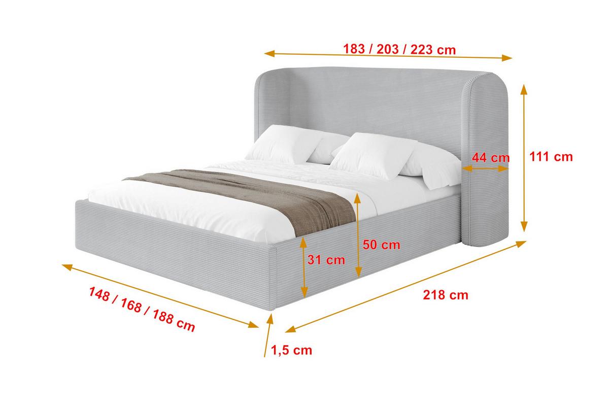 POLSTERBETT mit Bettkasten und Lattenrost, Bett mit Matratze H3/H4 - ESTI 180x200 Grau - Alufarben, Holzwerkstoff/Textil (180/200cm) - ALTDECOR