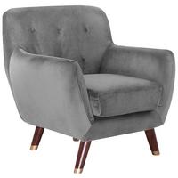 SESSEL Samtstoff grau Bodo - Dunkelbraun/Goldfarben, Textil (80/84/81cm) - Beliani