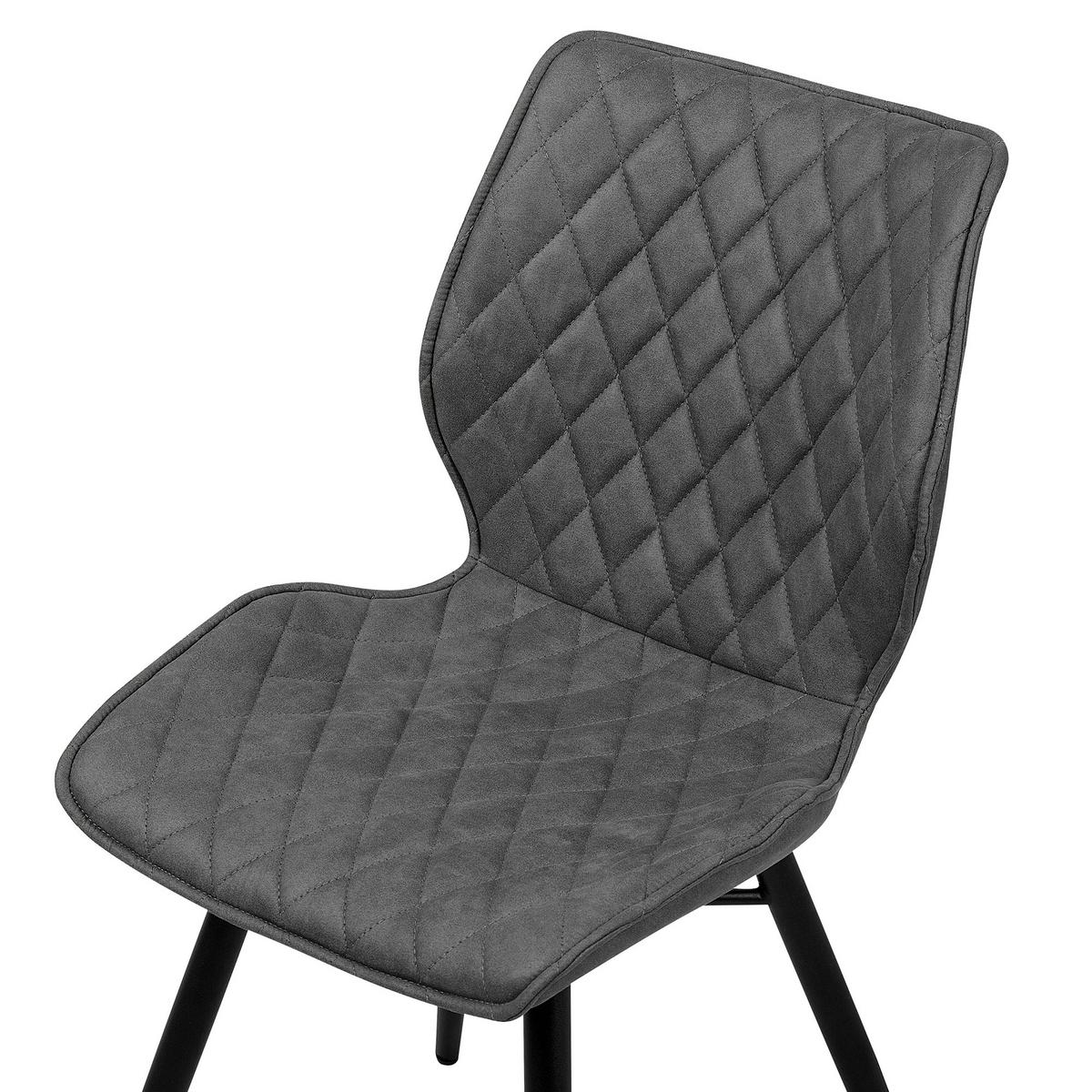 ESSZIMMERSTUHL 2er-Set Polsterbezug Grau Lisle - Grau, Textil/Metall (44/86/56cm) - Beliani
