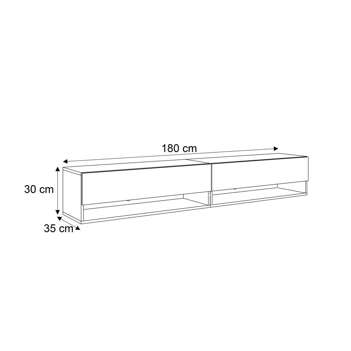 HÄNGESCHRANK TV-Möbel CALANTE LOFT 180 cm mit LED-Beleuchtung - Eiche Artisan, Holzwerkstoff (180/30/35cm) - Lookway