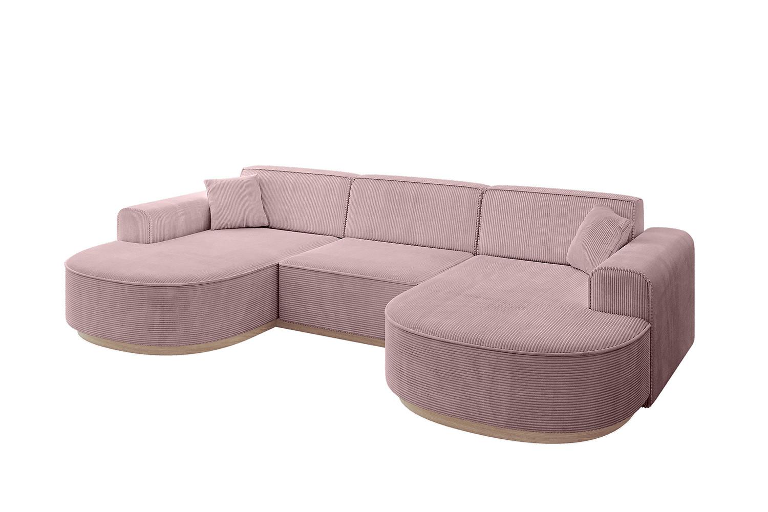 WOHNLANDSCHAFT MARI-U1-v1 - 303x171x83 cm Rosa Cord - Rosa, Holzwerkstoff/Textil (303/83/171cm) - ALTDECOR