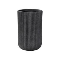 BLUMENTOPF schwarz rund 30/30/49 cm Eantio - Schwarz, Naturmaterialien (49cm) - Beliani