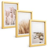 BILDER SET 3er Set - 20x30 cm Goldrahmen - Pampasgrasfelder und ein Boho-Strand - Goldfarben, Kunststoff (20/30cm) - TULUP