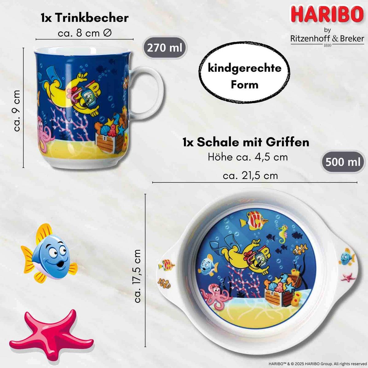 KINDERGESCHIRR-SET Haribo Seaworld bunt - Multicolor, Keramik/Kunststoff (2/2/2cm) - Ritzenhoff Breker