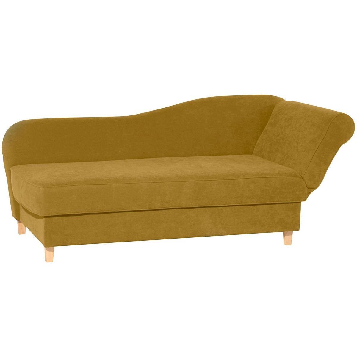 RECAMIERE mit Armteil rechts klappbar Katia Bezug Veloursstoff Buche natur / mais - Gelb, Kunststoff (190/82/88cm) - 58aufmkessel