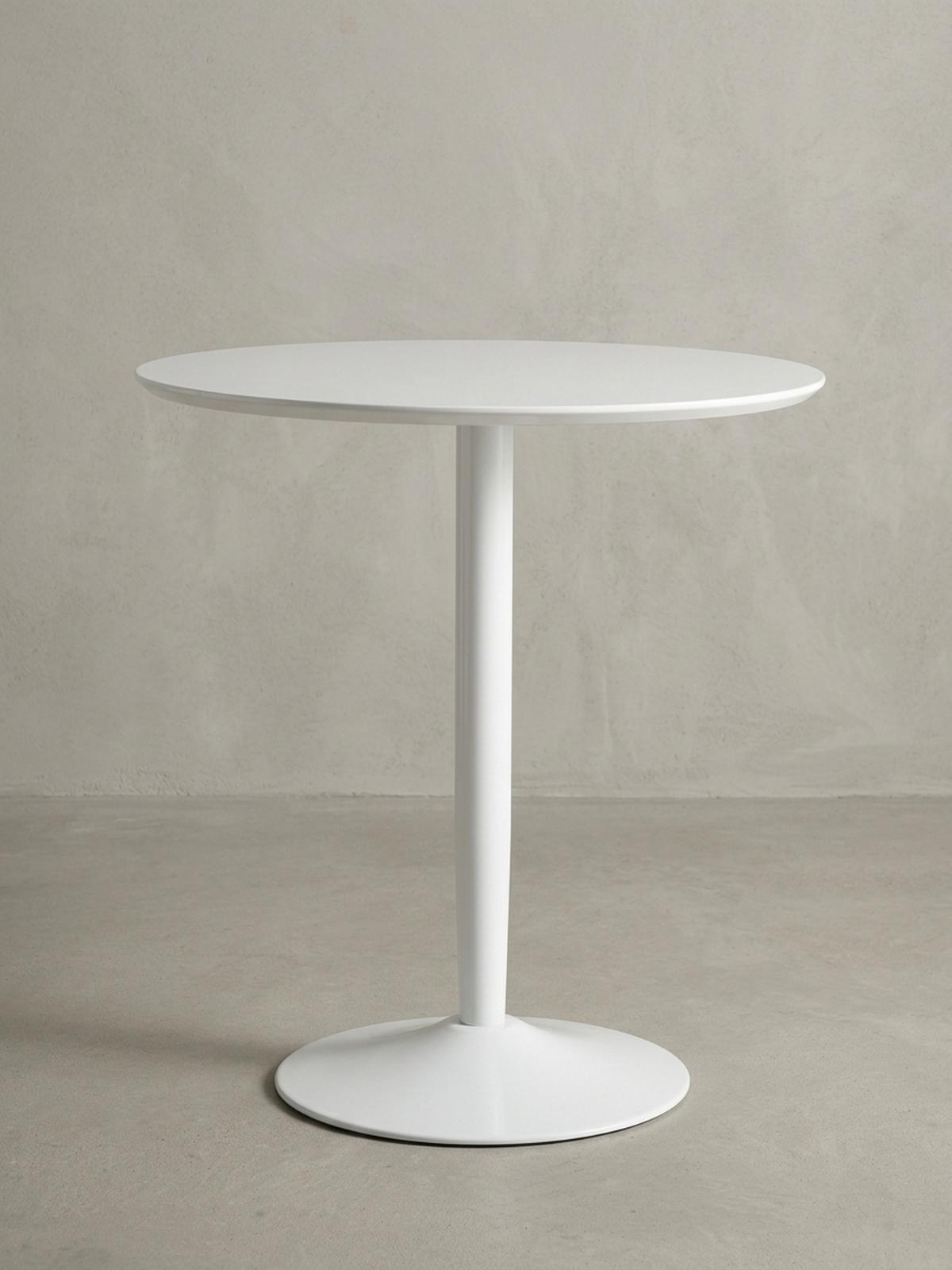 ESSTISCH – Hochglanz Weiß 75x75x74 cm Trompetenfuß für 2 Personen - Weiß, Holz/Metall (75/75/74cm) - KADIMA DESIGN