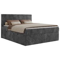 BOXBETT TILIANO 160/200 - Grau Cord - H4 - Grau, Textil (160/200cm) - MKS