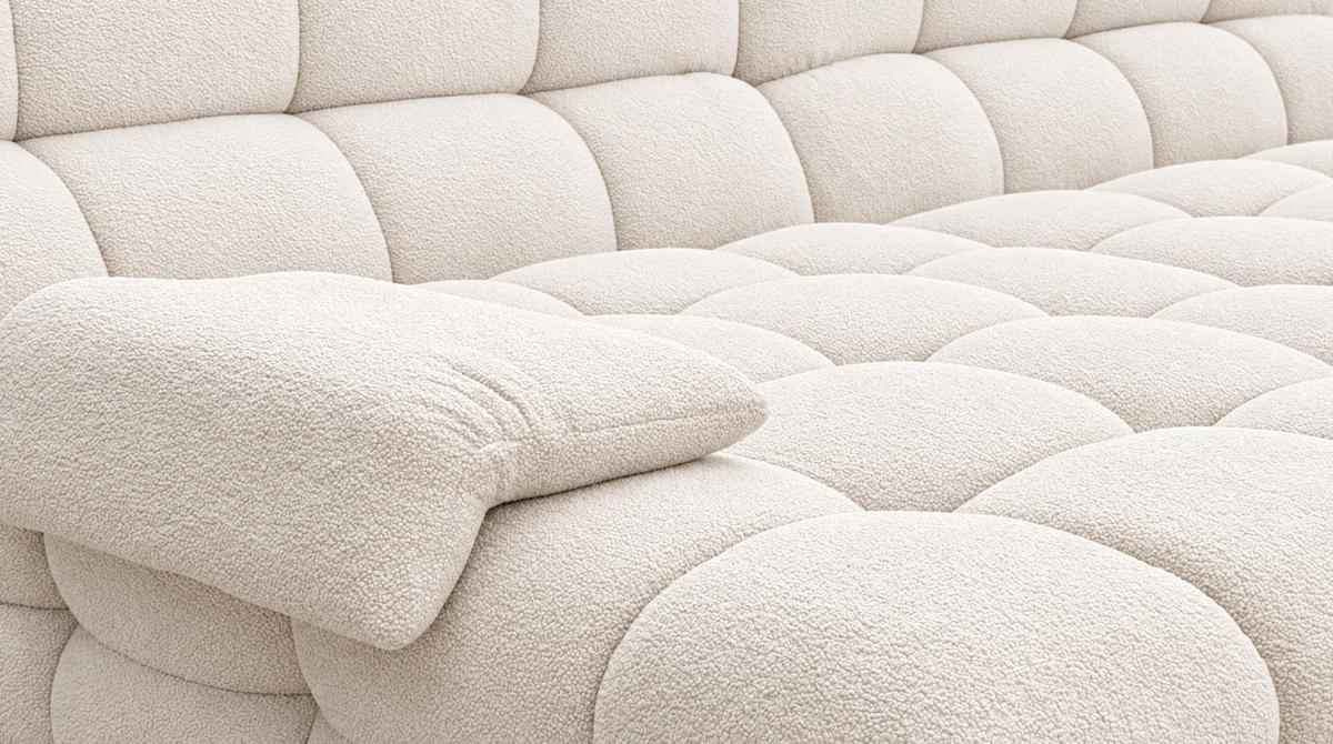 BIG SOFA AMIA Beige Bouclé - Beige/Schwarz, Kunststoff/Textil (290/86/178cm) - KAWOLA