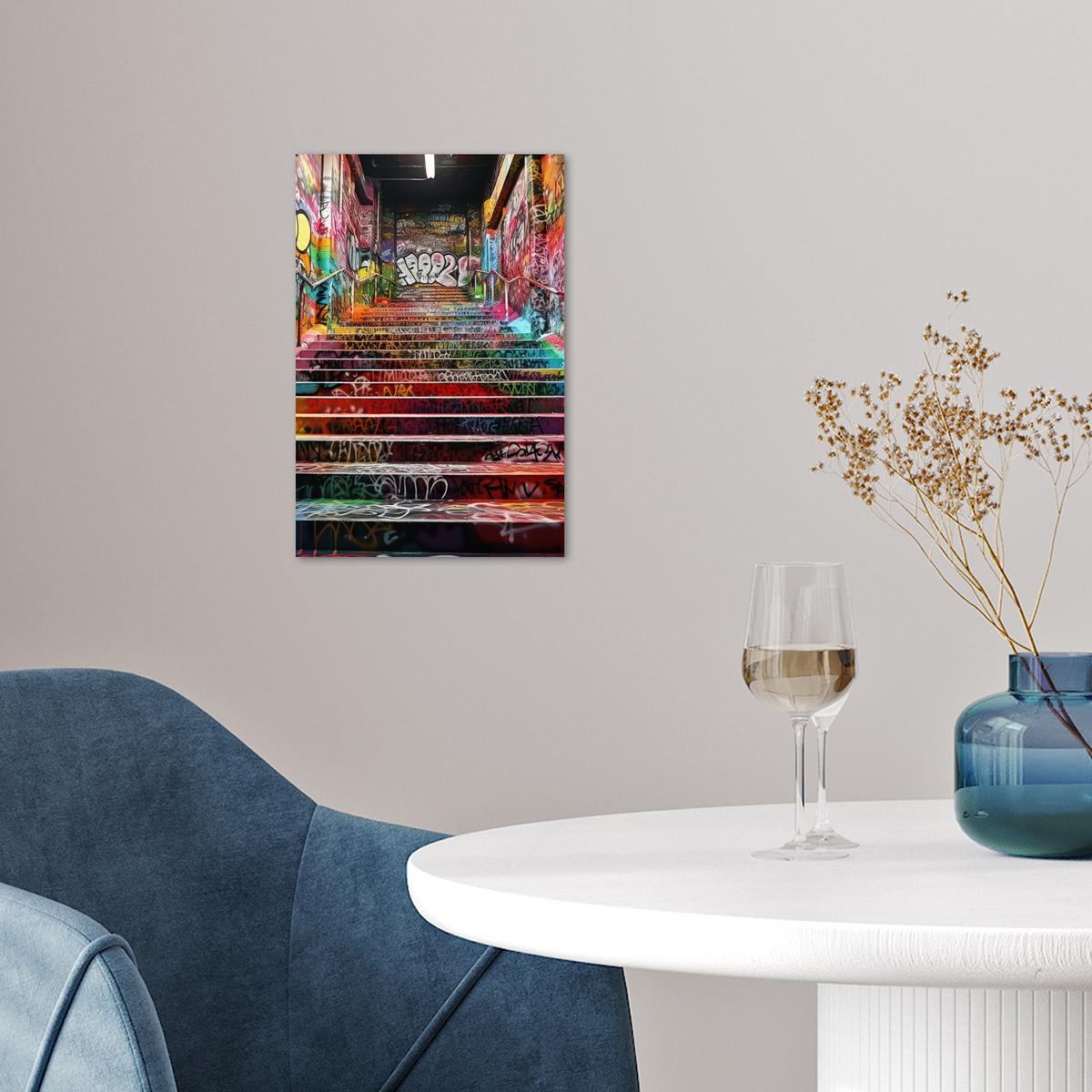 POSTER Treppe - Graffiti - Farben - Kunst Room Decor 20x30 cm - Multicolor, Papier (20/30/0.1cm) - MuchoWow