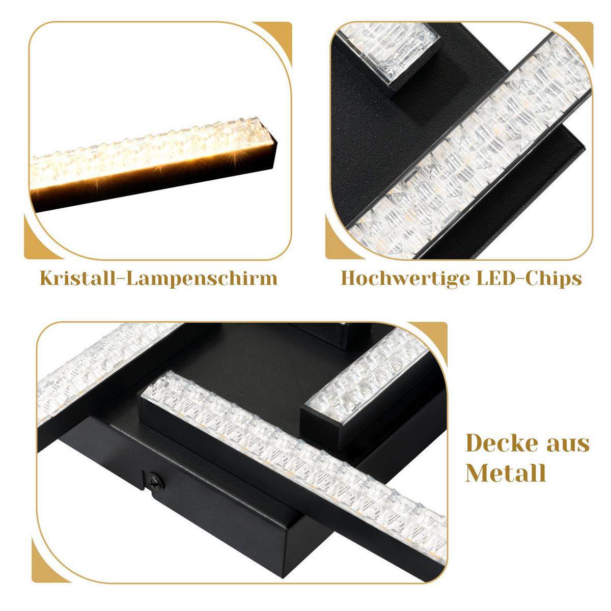 LED-DECKENLEUCHTE Dorthea 57/57/6 cm - Schwarz, Metall (57/57/6cm) - Nettlife