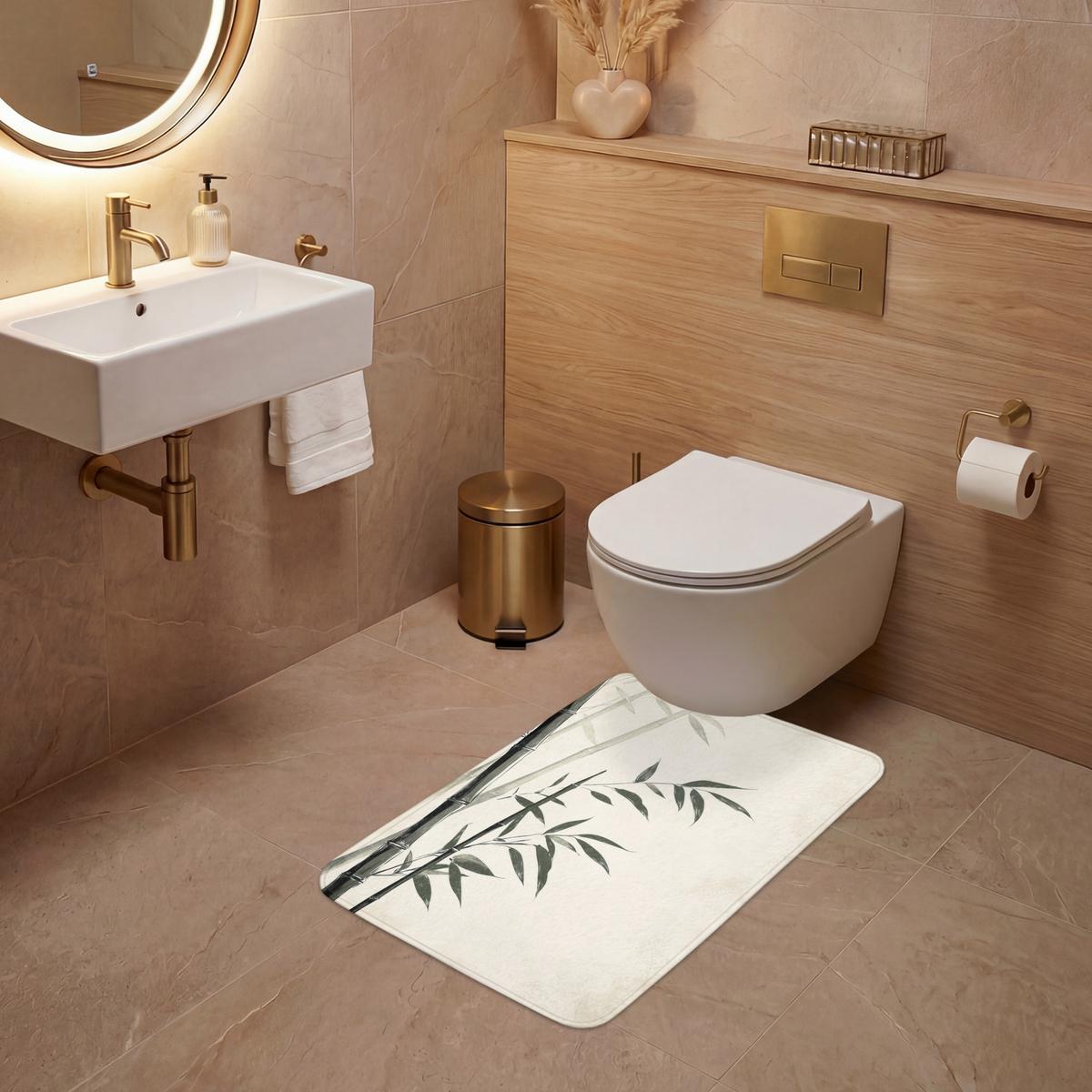 WC-VORLEGER Japandi - Bambus - Beige WC Teppich 50x80 cm - Ecru, Textil (50/1cm) - OnlyWow