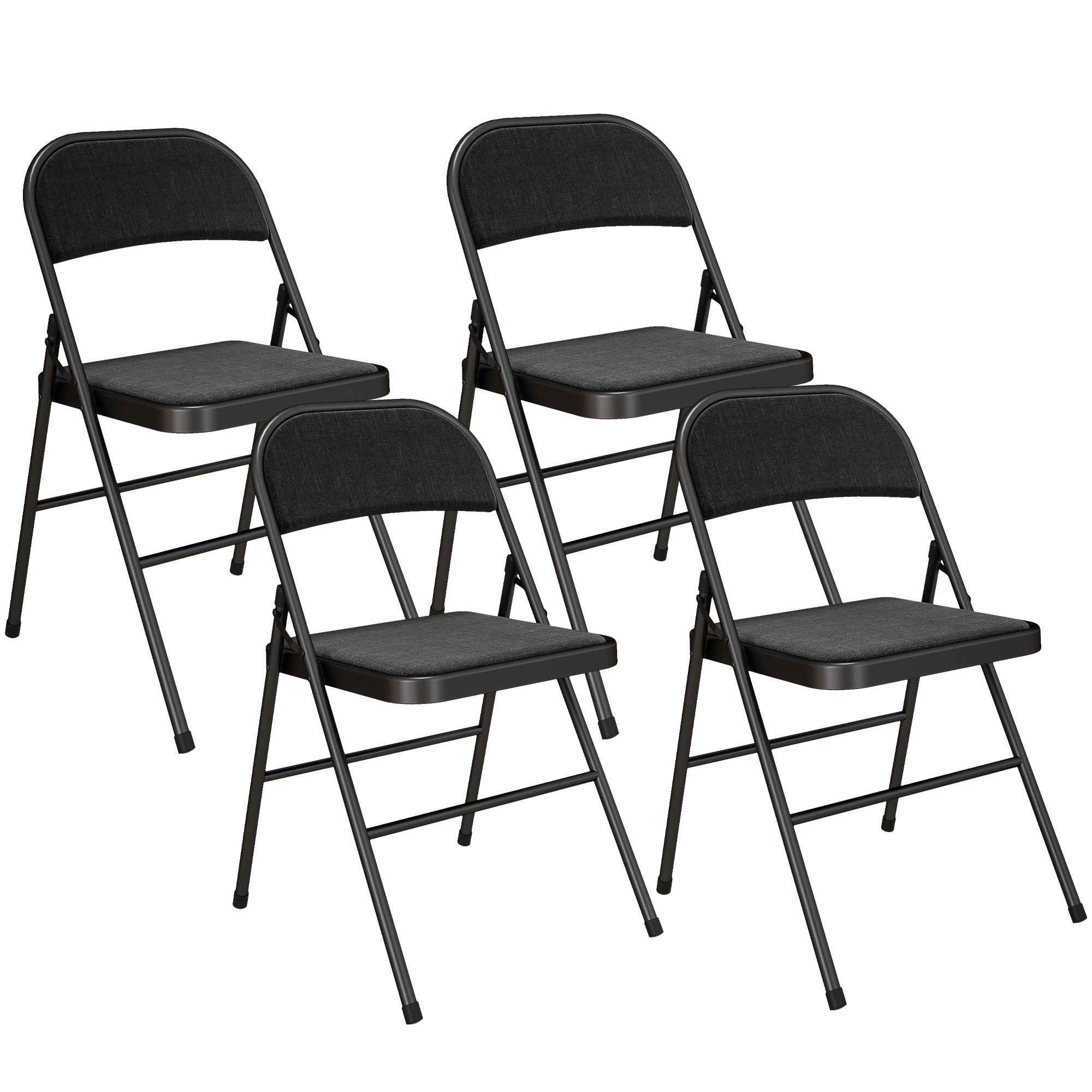 KLAPPSTUHL 4er Set Polyester Stahl Schwarz - Schwarz, Kunststoff (45/78/46cm) - HOMCOM