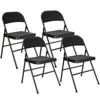 KLAPPSTUHL 4er Set Polyester Stahl Schwarz - Schwarz, Kunststoff (45/78/46cm) - HOMCOM