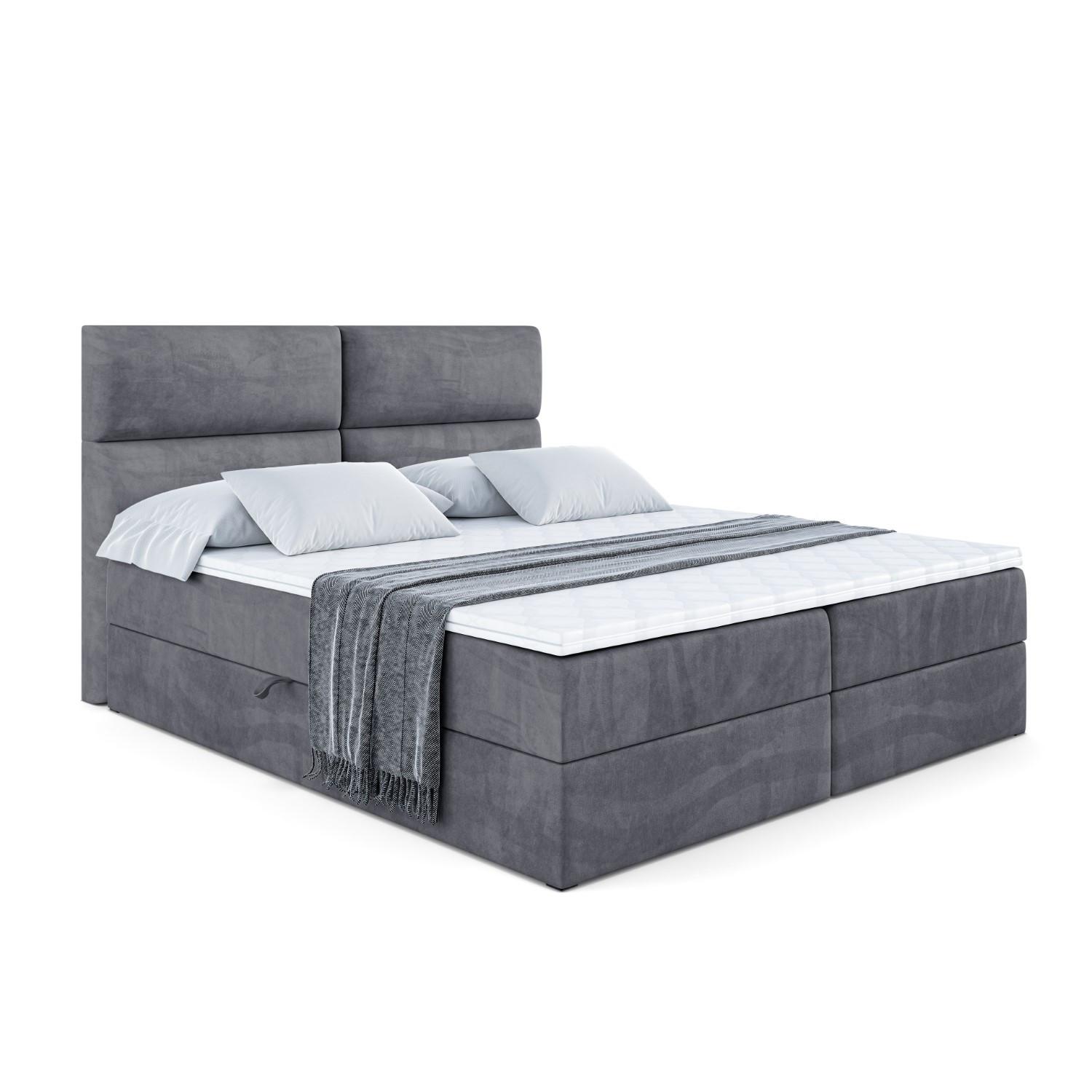 BOXBETT mit Matratze H3 und Lattenrost - BOXI3 - 140x200 cm Dunkelgrau - Dunkelgrau, Holzwerkstoff (140/200cm) - ALTDECOR