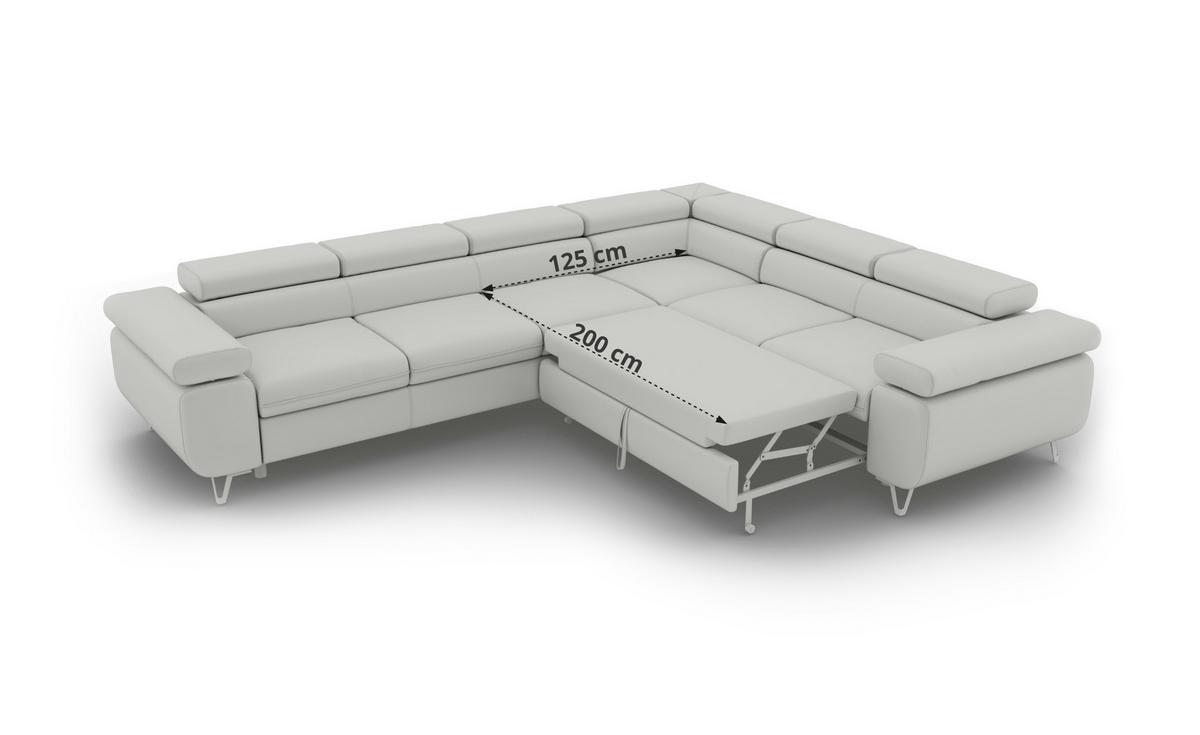 ECKSOFA NORDEN L - Hellgrau Stukture - Links Seite - Hellgrau/Schwarz, Textil/Metall (269/329cm) - MKS