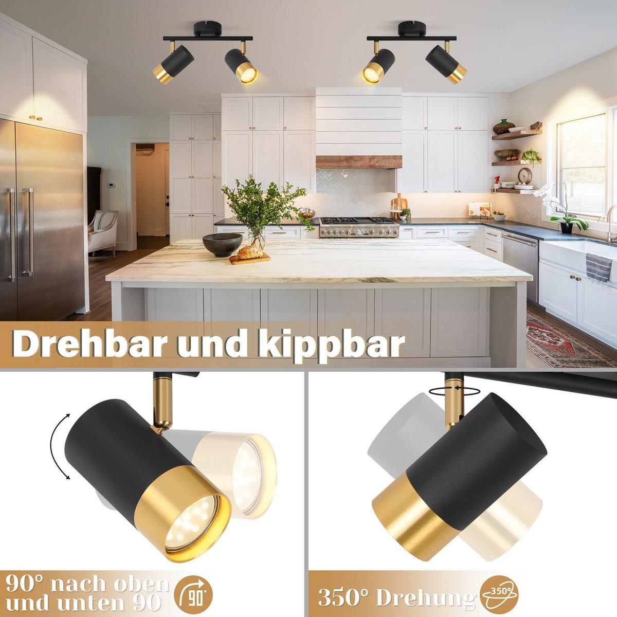 DECKENSTRAHLER Schwerin 2-flammig 31/8/17 cm - Schwarz, Metall (31/8/17cm) - Nettlife