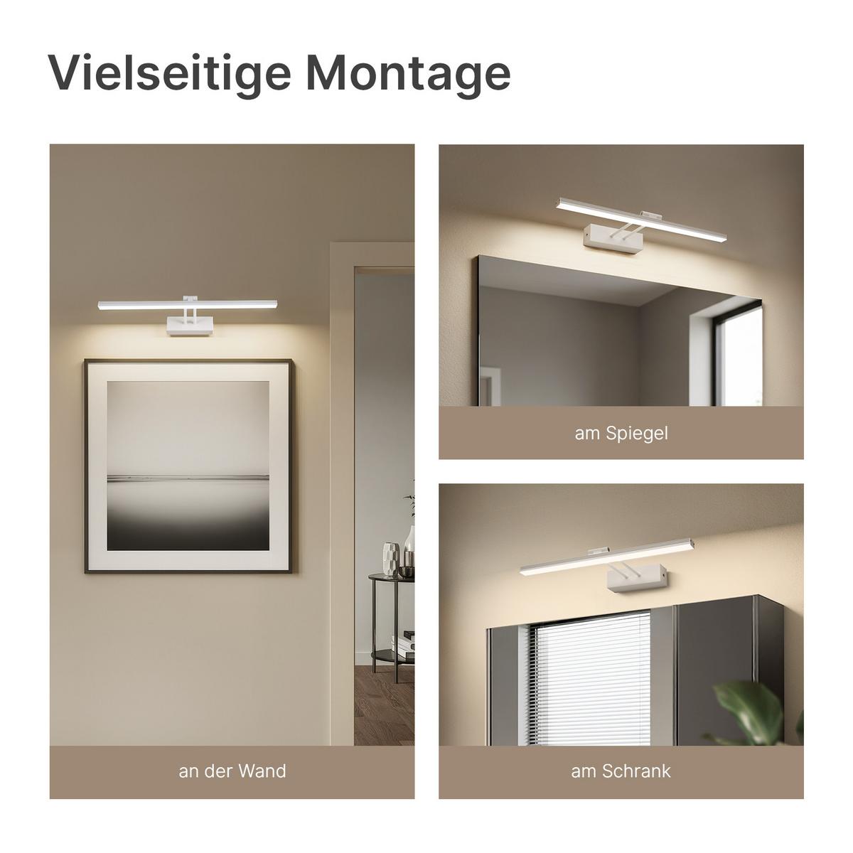 SPIEGELLEUCHTE LED Weiß 4200K Schwarz 40,4/17,1/4 cm - Weiß, Kunststoff (17/40/4cm) - EMKE