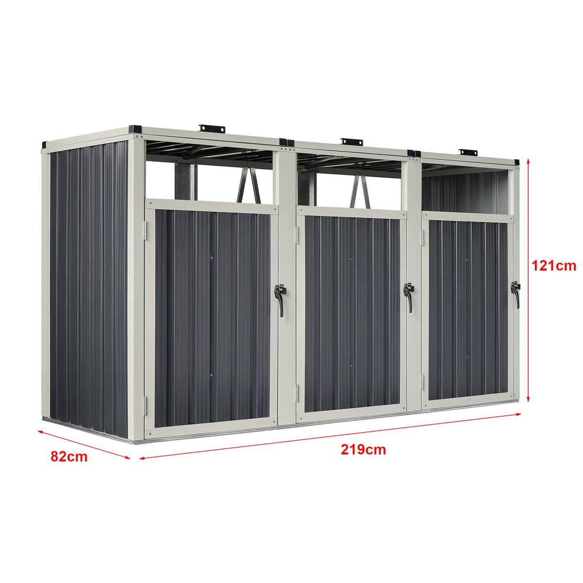 MÜLLTONNENBOX Tarbek - Anthrazit, Metall (219/121/82cm) - pro.tec