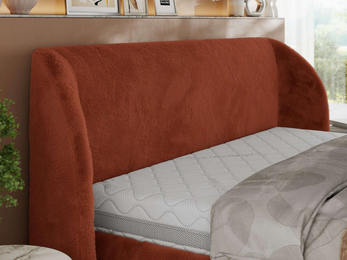 POLSTERBETT CAELA CLASSIC 180/200 - Orange Plüsch - Schaum-Matratze - Orange, Textil (180/200cm) - MKS