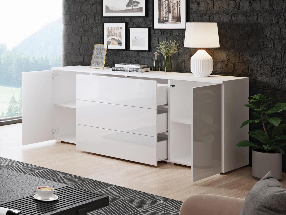 KOMMODE Paris 150 - Weiß Hochglanz/Weiß, Holzwerkstoff (150/68/39cm) - MIRJAN24