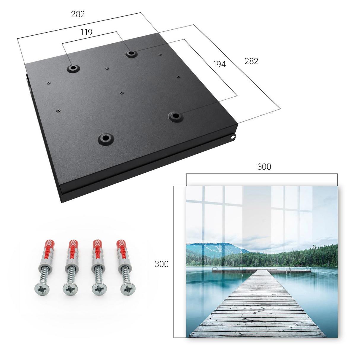 SCHLÜSSELBOX Schwarz 30x30 cm- Türöffnung nach rechts - See der Ruhe - Blau, Metall (30/30/5cm) - TULUP