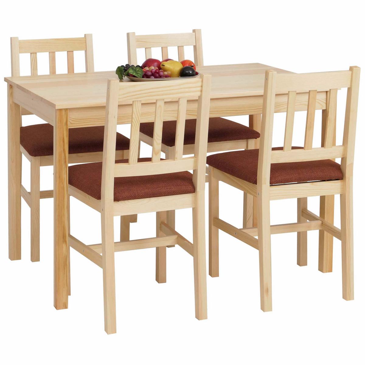 ESSZIMMER-SET Kiefer Dekor - Braun/Kieferfarben, Holz - MCW