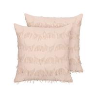 DEKOKISSEN 2er-Set Lachsrosa 45/45 cm Agastache - Koralle, Textil (45/45cm) - Beliani