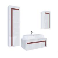 BADMÖBELSET Aloha Absetzungen in Bordeaux Hochglanz - Bordeaux, Holzwerkstoff (200/193/51cm) - Vladon