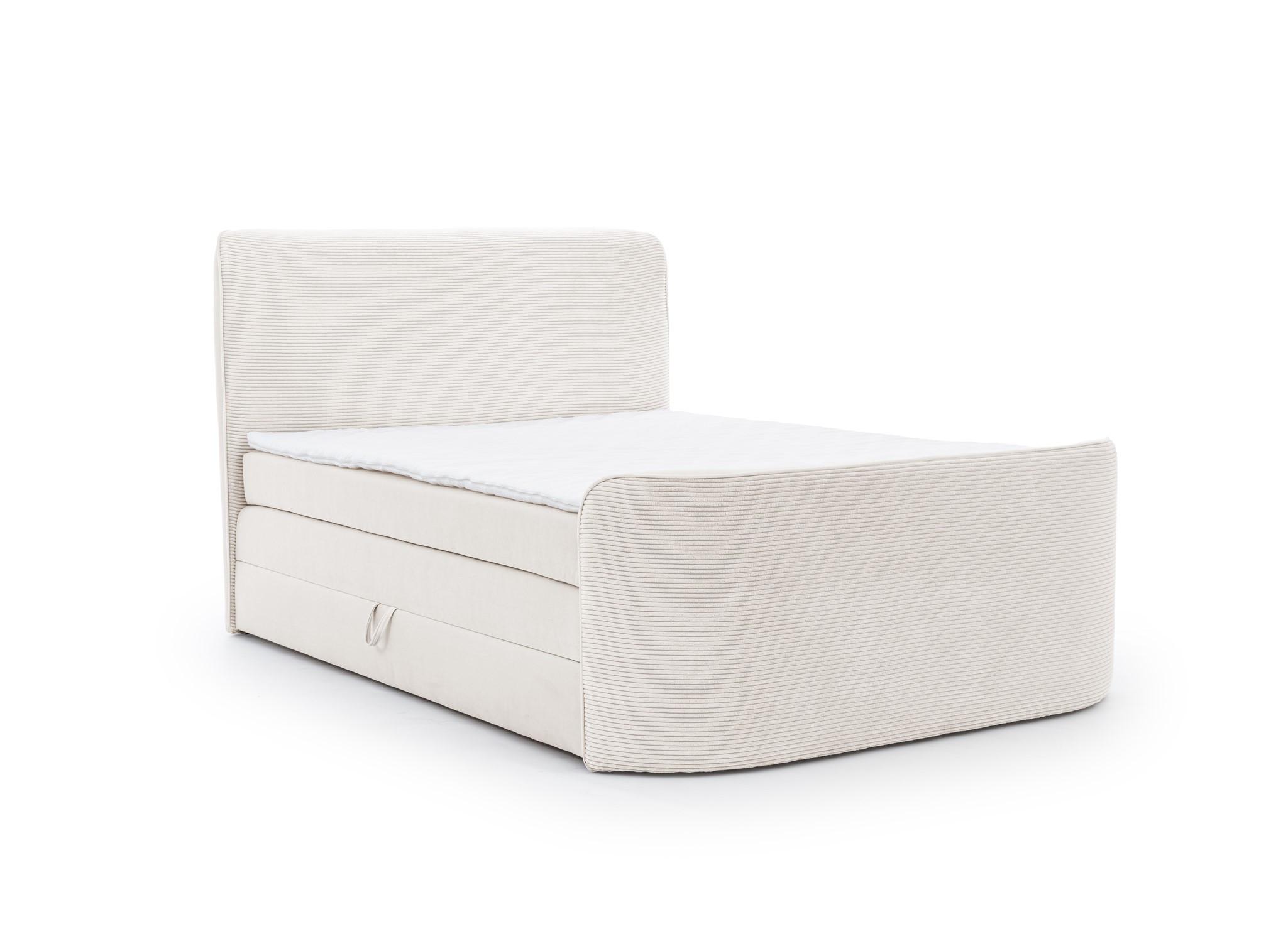 BOXSPRINGBETT Body In Stoff Paros - Creme, Holzwerkstoff/Textil (160/200cm) - Fun Möbel