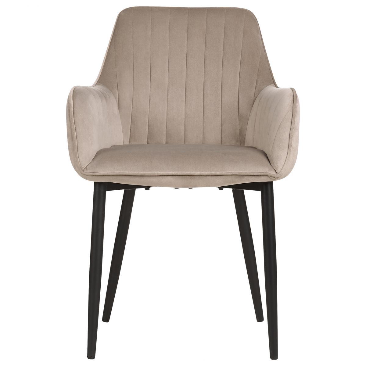 ESSZIMMERSTUHL 2er-Set Samtstoff taupe Wellston - Beige/Schwarz, Textil (60/84/61cm) - Beliani