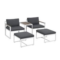 GARTENMÖBEL Bari dunkelgrau 5-tlg. - Grau, Metall - Juskys