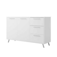 KOMMODE ELISE 140/86/41cm mit 3 Schubladen 2 Türen Weiß - Weiß, Holzwerkstoff (140/86/41cm) - MASSENO