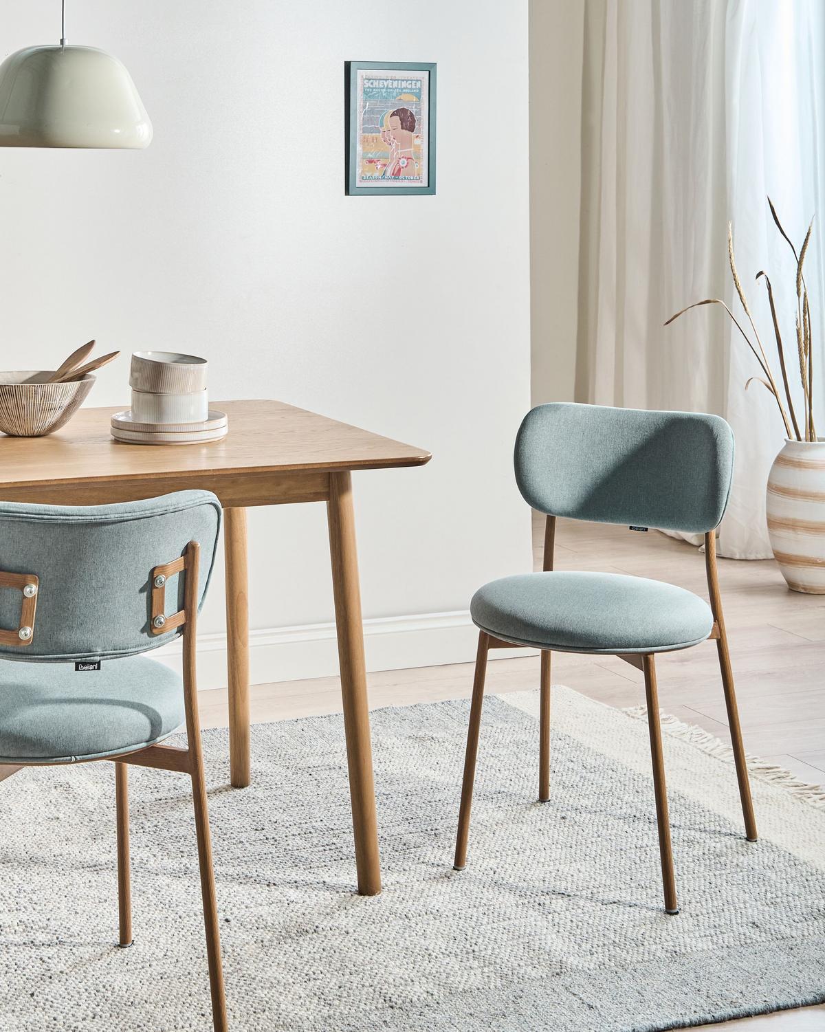 ESSZIMMERSTUHL 2er-Set Mintgrün Casey - Braun/Mintgrün, Textil (43/76/50cm) - Beliani
