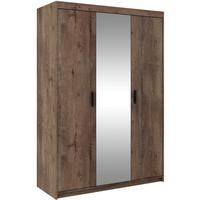 DREHTÜRENSCHRANK Elena mit 3 Türen, mit Spiegel, Eiche Lefkas - Eichefarben, Holzwerkstoff (130/190/53cm) - Beautysofa